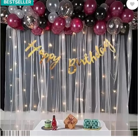 Herdem Happy Birthday Bunting Banner With 2 Pcs White Net