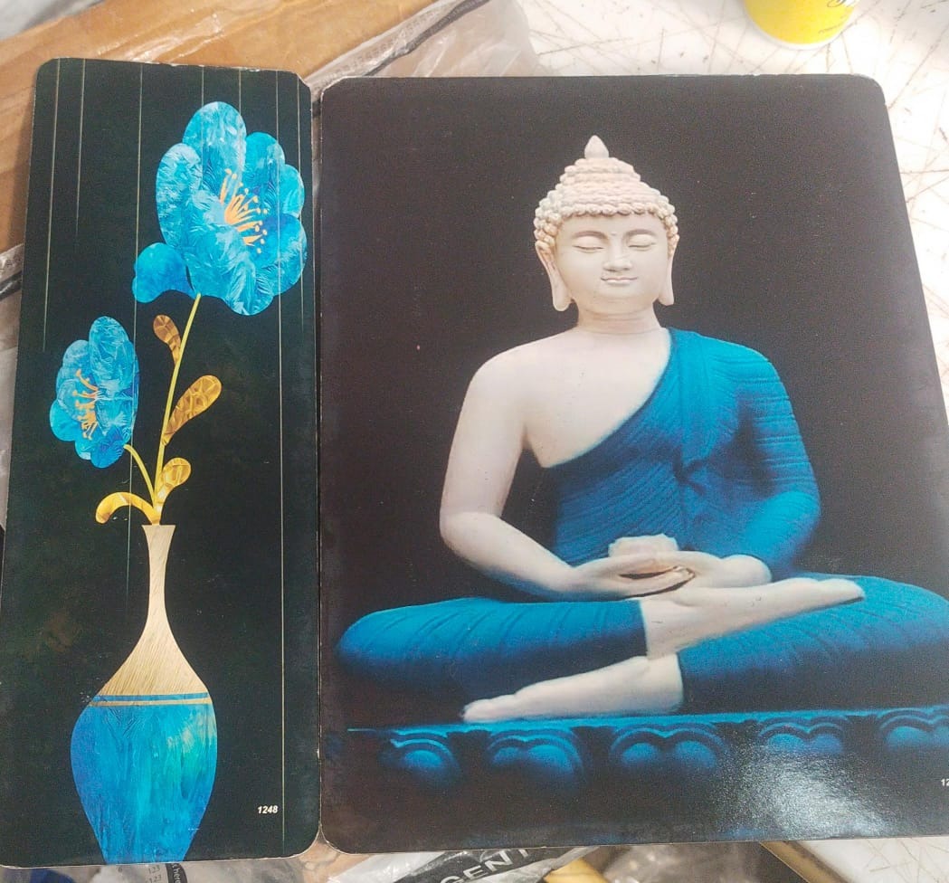 Set Of 2 Beautiful Buddha Uv Textured Self Adhesive