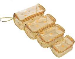 Gold Bag Set Travelling Cosmetic Pouch Toiletry Transparent Multipurpose Cosmetic Bag