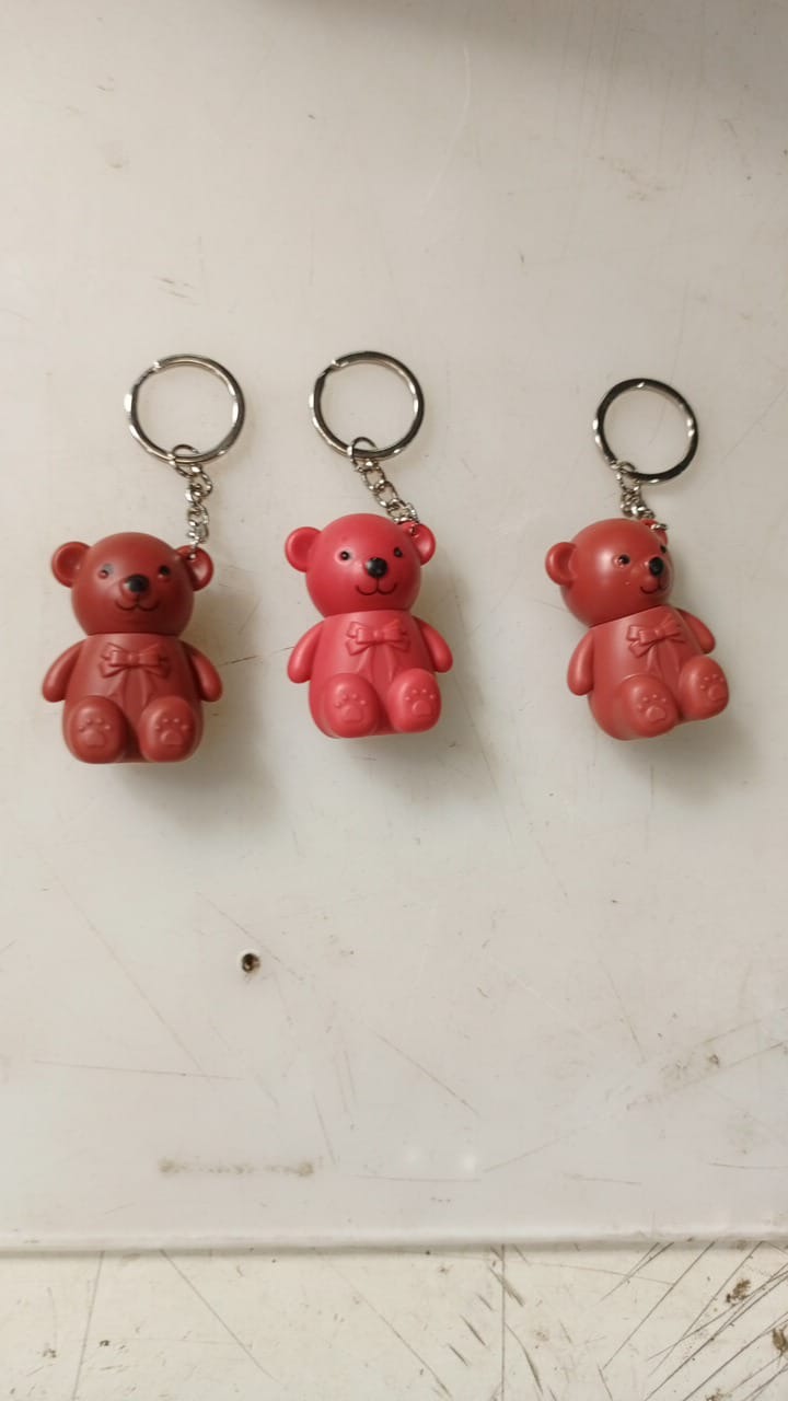 Cute 2In1 Teddy Bear Lipstick Keychain Pack Of 3