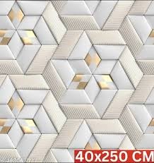 Luxury 3D Geometric Wallpaper GoldAndWhite Design 40 X 250 Cm