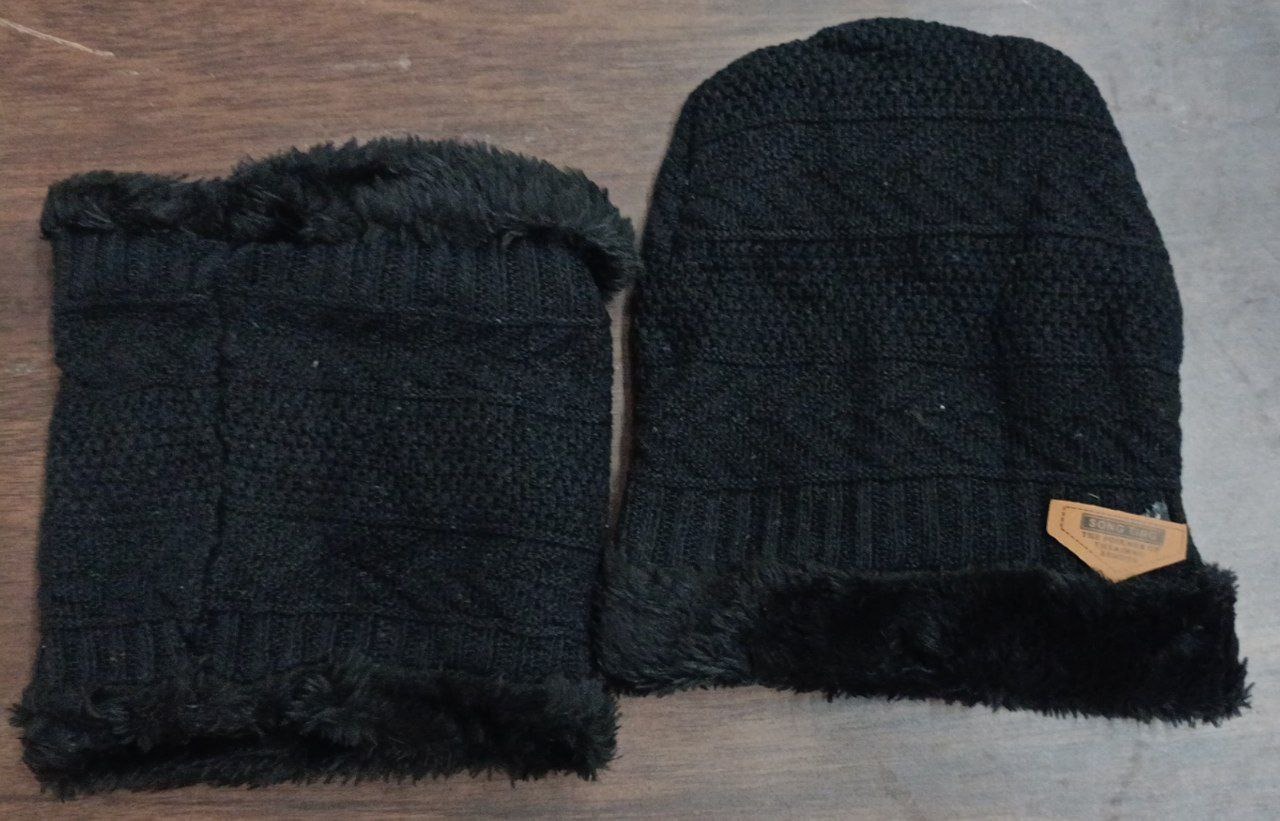 Winter Styles Unique Men Caps And Hats With Muffler Black