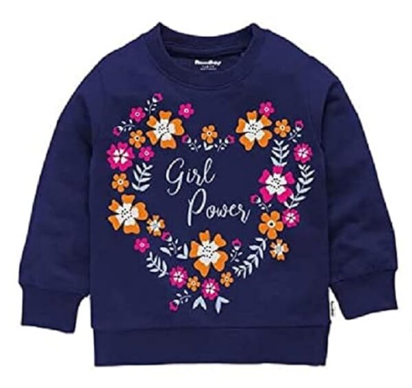 Nammababy Girls Cotton Round Neck Sweatshirt Blue Size 4 Y