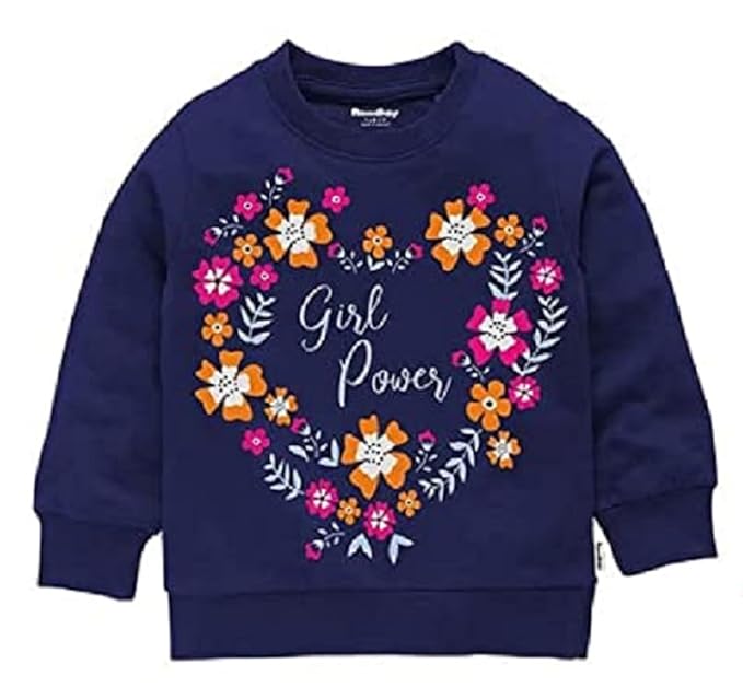 Nammababy Girls Cotton Round Neck Sweatshirt Blue Size 9 Y