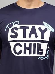 Men Cotton T Shirt Blue Colour Size L