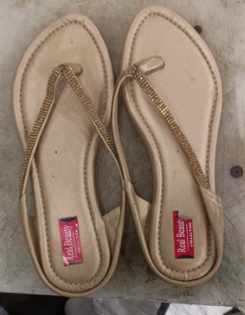Women Slipper Golden Colour Size 38