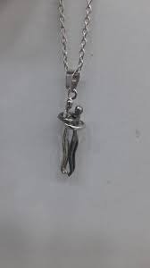 Brass Artificial Silver Couple Hugging Pendant Chain Set Size 12 Inch