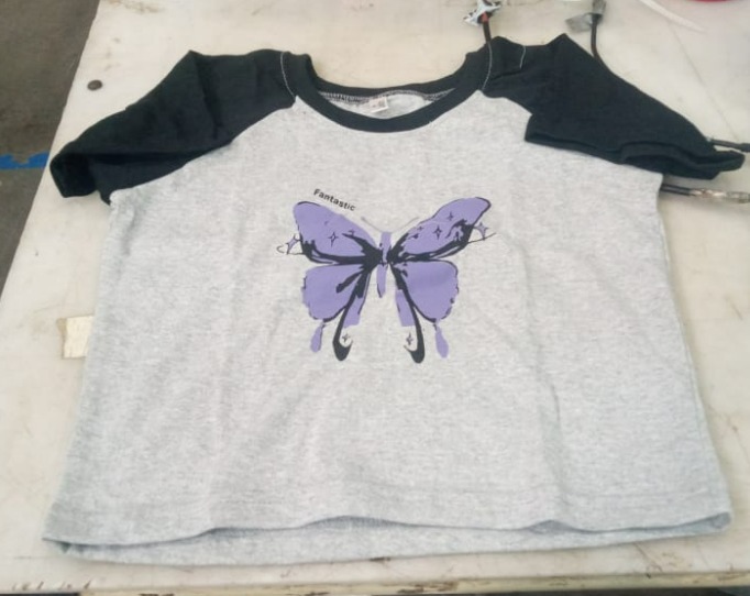 Grey Printed Crop Top For Womens Size M