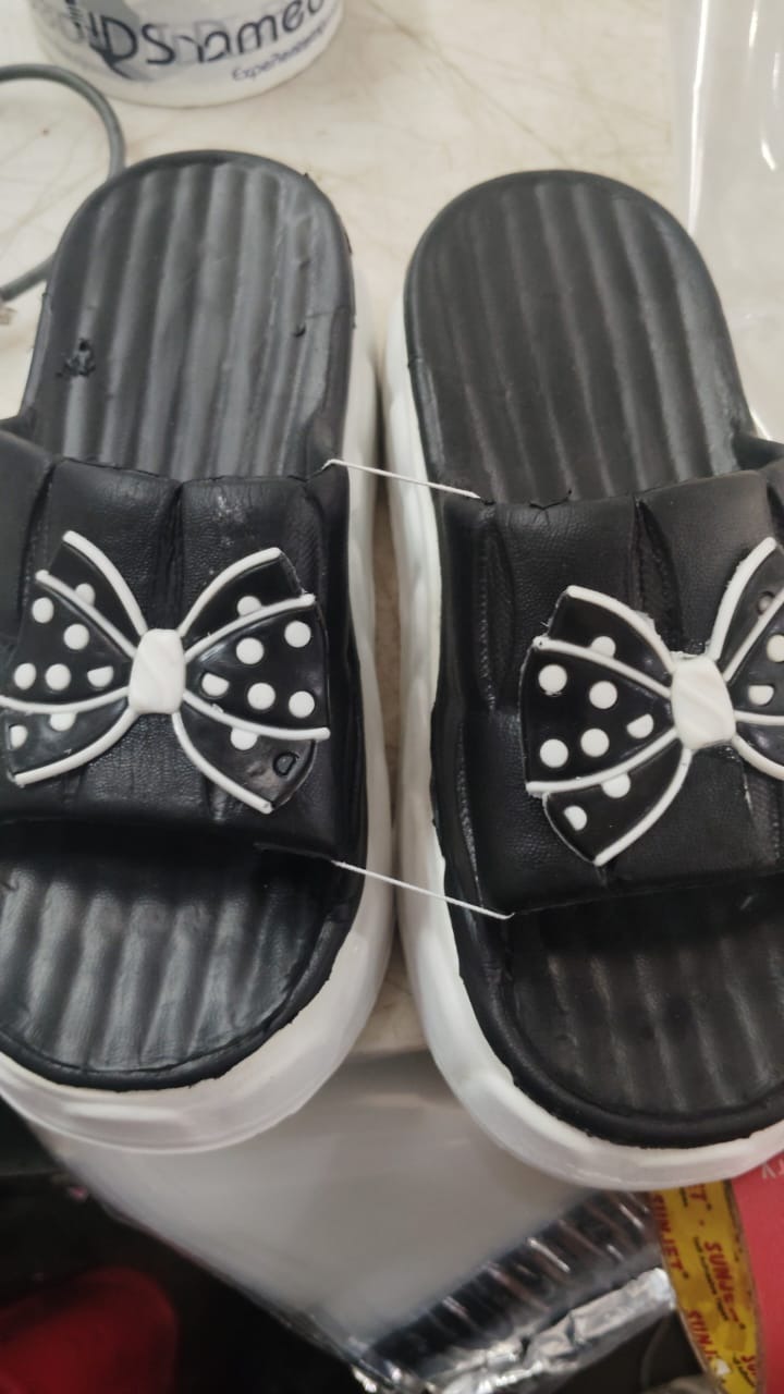 Women Black And White Color High Heel Slippers Size 35