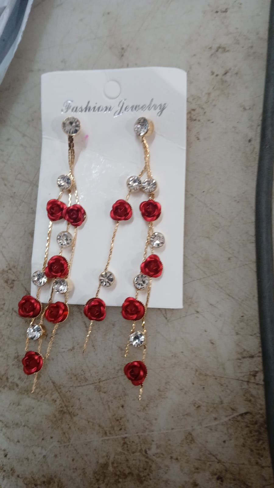 Earrings For Women Colour Red Silver