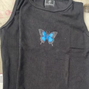 Girl Black Colour Without Sleeve Top Size M