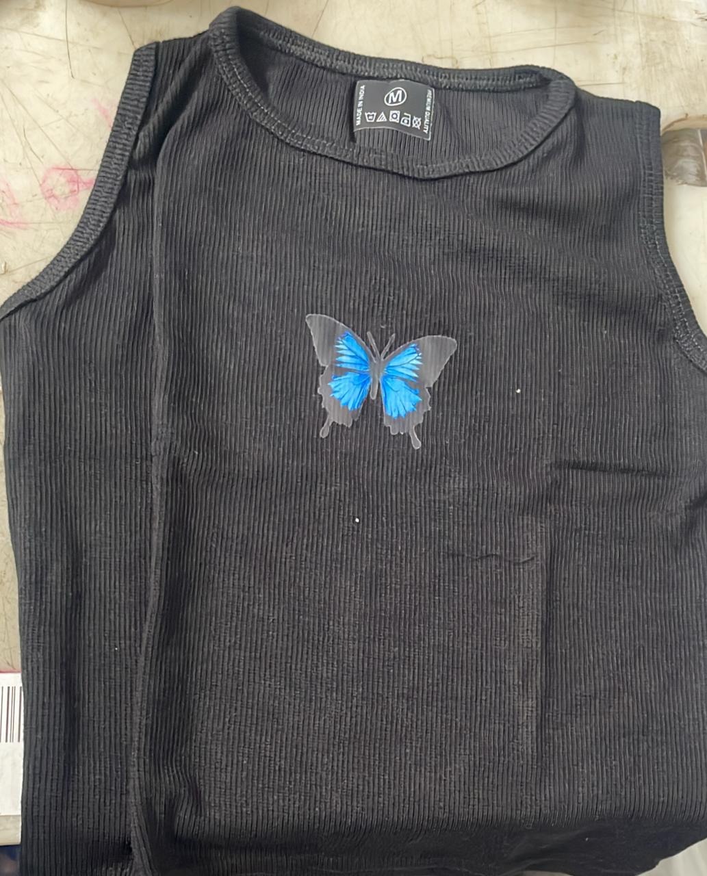 Girl Black Colour Without Sleeve Top Size M
