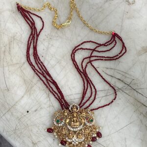 Women Golden Red Stone Necklace