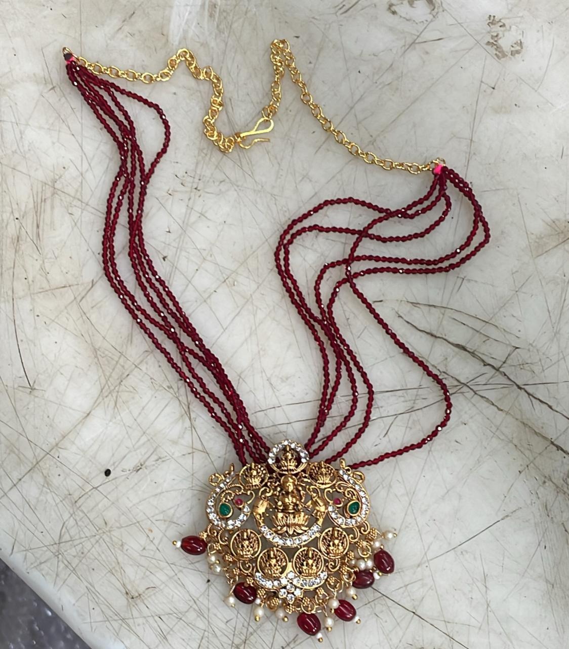 Women Golden Red Stone Necklace