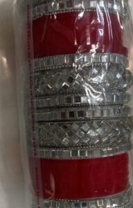 Women Chulada Silver Red Colour Size 2 Point 2