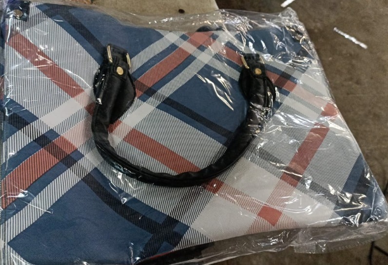 Women Handbag Blue White Colour
