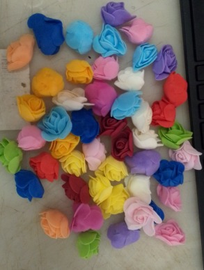 Multicolor Mini Stemless Satin Rose Flower Heads Pack Of 48