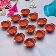 Water Sensor Led Diyas Candle Brown Battery Set Of 12