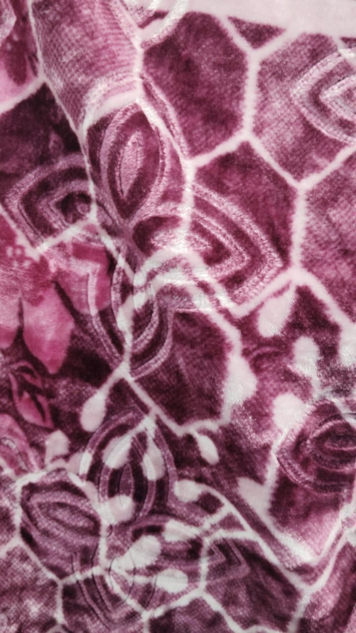 Pink Color Multi Printed Blanket Single Bed