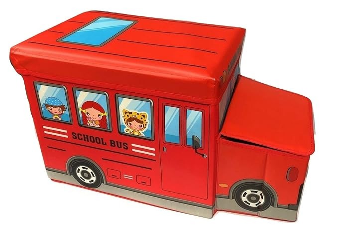 School Bus Storage Box Bus Shape Red