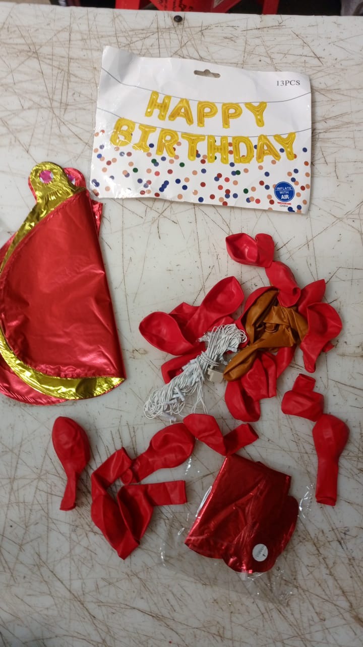 Happy Birthday Banner For Home Decoration With Red Balloon