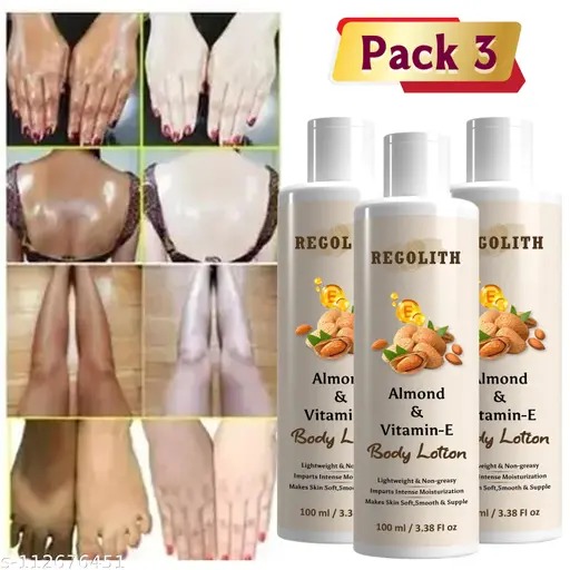 Regolith Almond And Vitamin E Body Lotion Skin Whitening Pack Of 3