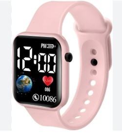 Kids Pink Led Digital Watch For Boys And Girls