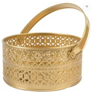 Steel Brass Flower Basket With Handle