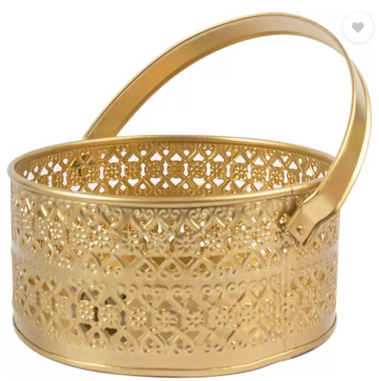 Steel Brass Flower Basket With Handle