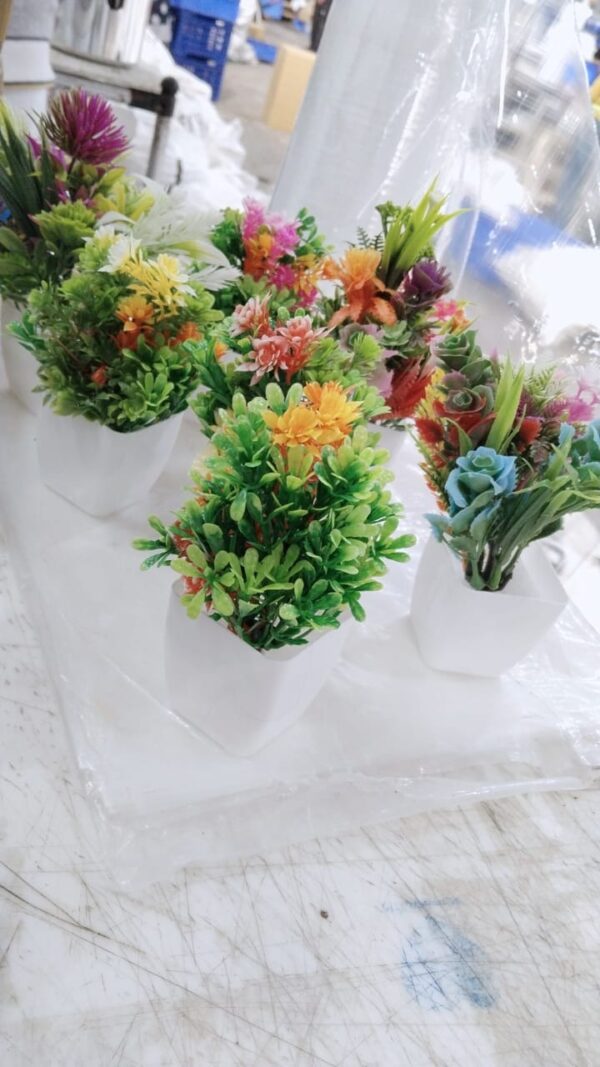 Multicolor Color Artificial Flower Pot Pack Of 7