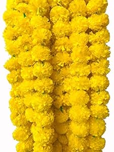 Evisha 5 Pcs Artificial Flowers Marigold Garlands For Diwali Decoration