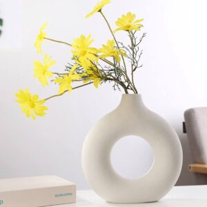 White Ceramic Vase Set Rounded White