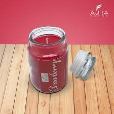 Auradecor Strawberry Fragrance Jar Candles Red