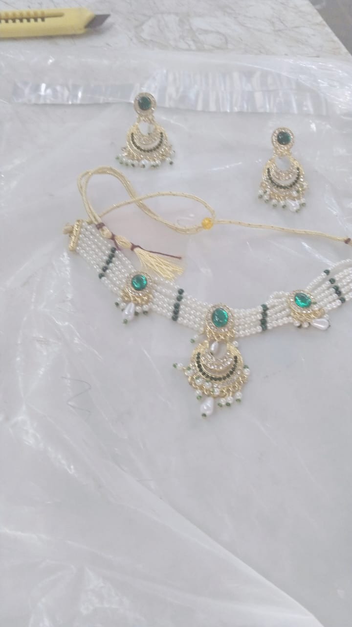 Golden And White Color Choker Set For Women