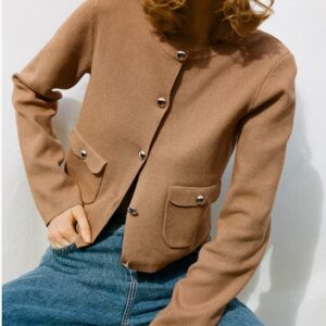 H And M Pocket Detail Cardigan Size S Brown Colour For Women
