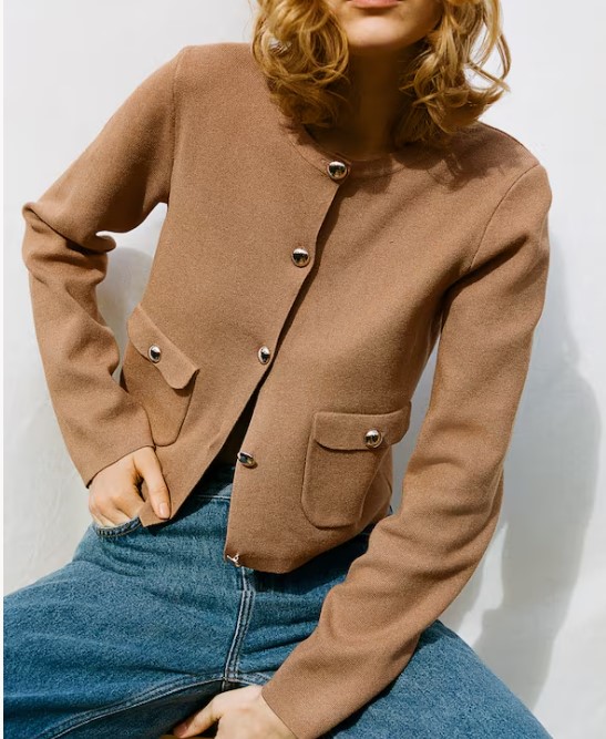 H And M Pocket Detail Cardigan Size S Brown Colour For Women