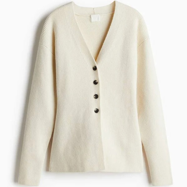 H And M Waisted Cardigan For Women Size S White Colour