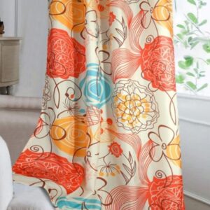 Cortina Multicoloured Ethnic Motifs Single Silk Door Curtain 7 Feet Multicolour