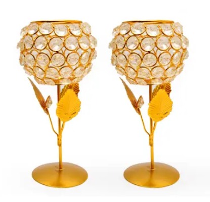 Crystal Candle Stand Tealight Holder Pack Of 2