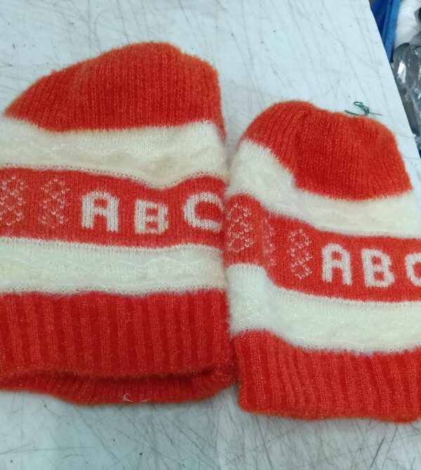 Kids Boys Orange Color Woolen Cap Pack Of 2