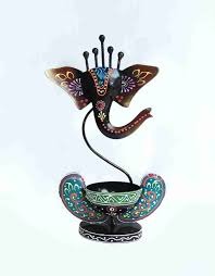 Ganeshji Tea Light Holder Iron Multicolour