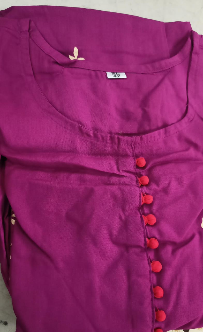 Ladies Kurti Size Xl Color Purple
