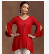 Libas Womens Cotton Blend Solid A Line Kurtis Red Colour Size Xxl