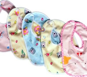 Baby Love Printed Cotton Bibs For Baby Boys And Girls Size 6 To 18 Month Pack Of 5