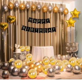 Birthday Balloons For Decoration Golden And Silver
