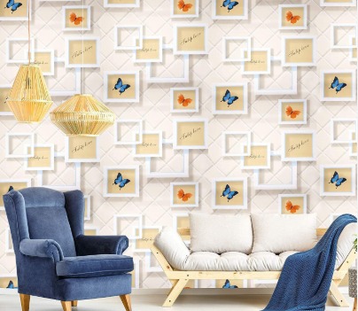 Wallpaper 3D Butterfly Printed Multicolour 45 X 3 Point 5 X 3 Point 5