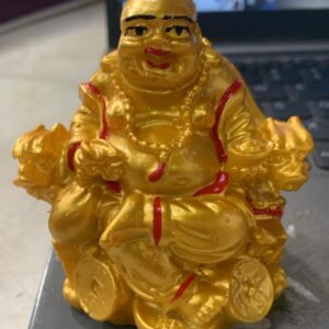 Free Hand Statue Sitting Men With Dhol Golden