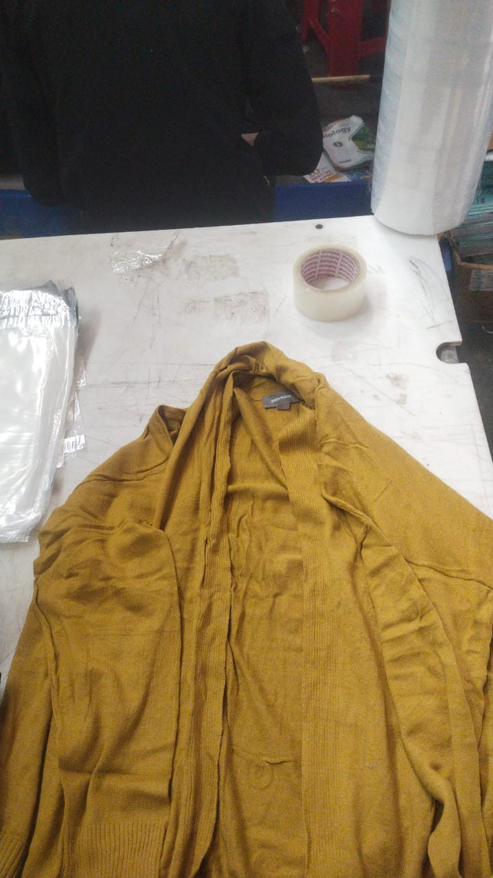Women Green Color Long Jacket Size M