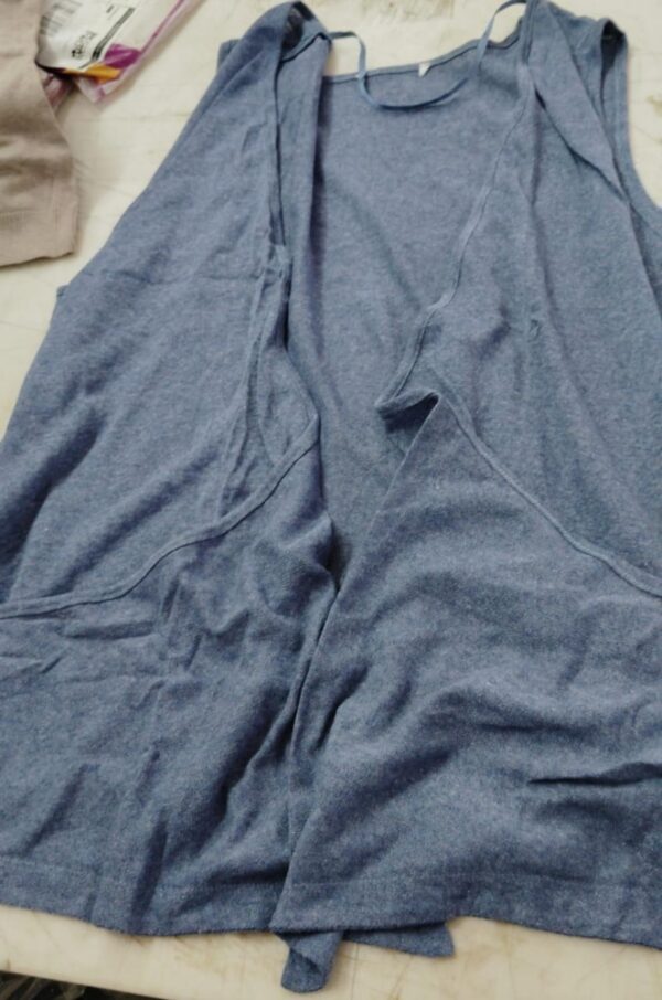 Women Blue Color Without Sleeve Jeacket Long Size L