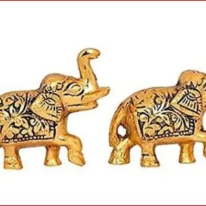 Golden Color Elephant Gun Small Pair Set For Home Temple Set
